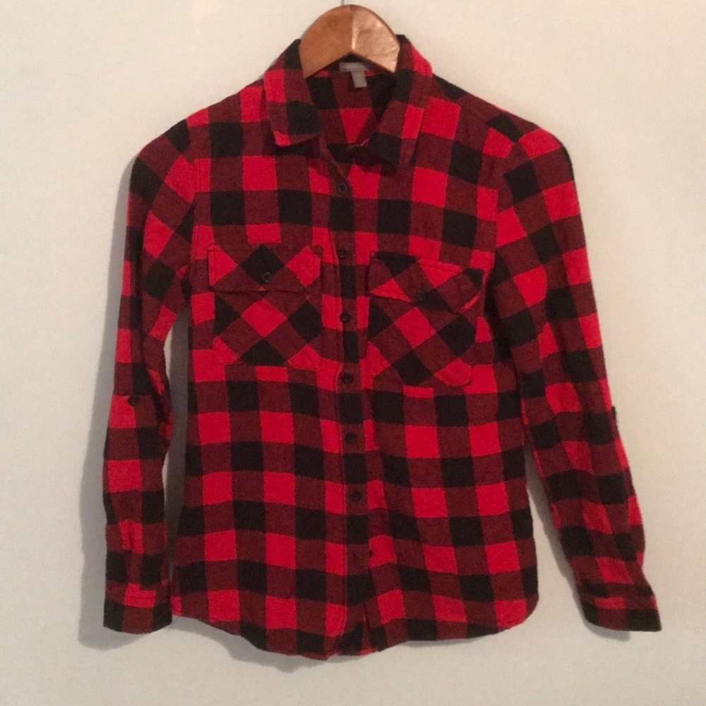 Charlotte Russe Plaid Flannel Button Down